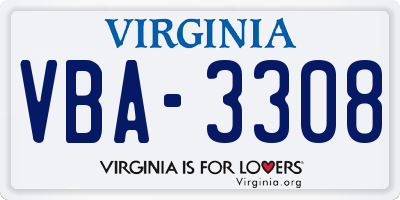 VA license plate VBA3308