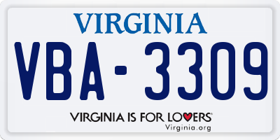VA license plate VBA3309