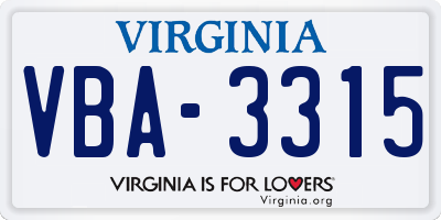 VA license plate VBA3315