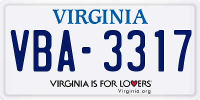 VA license plate VBA3317