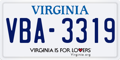 VA license plate VBA3319