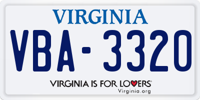 VA license plate VBA3320