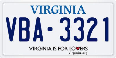 VA license plate VBA3321