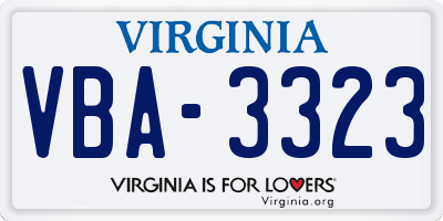 VA license plate VBA3323