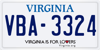 VA license plate VBA3324