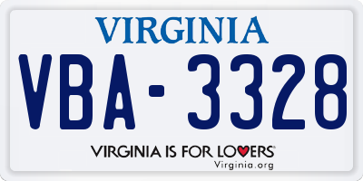 VA license plate VBA3328