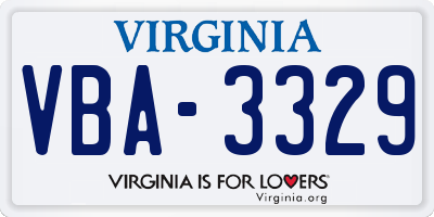 VA license plate VBA3329