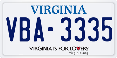 VA license plate VBA3335