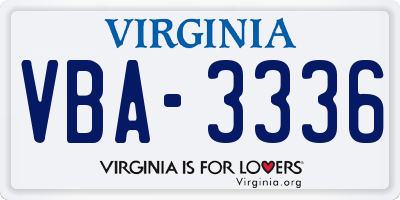 VA license plate VBA3336
