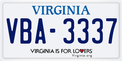 VA license plate VBA3337