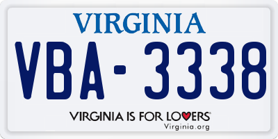 VA license plate VBA3338