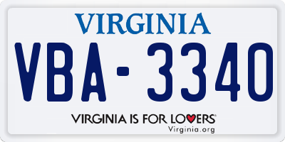 VA license plate VBA3340