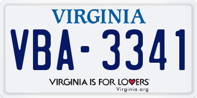 VA license plate VBA3341