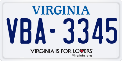 VA license plate VBA3345