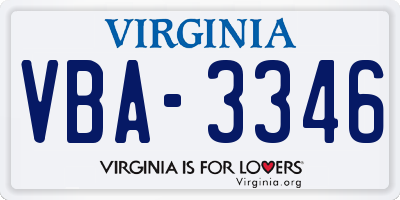 VA license plate VBA3346