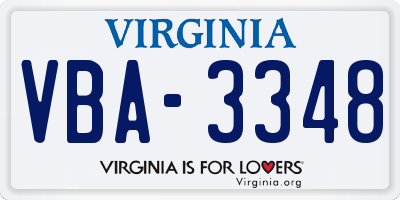 VA license plate VBA3348
