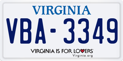 VA license plate VBA3349