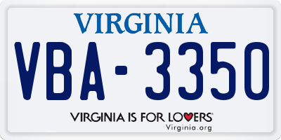 VA license plate VBA3350