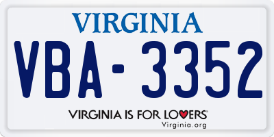 VA license plate VBA3352