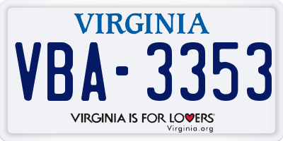 VA license plate VBA3353