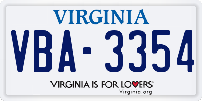 VA license plate VBA3354