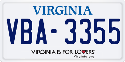 VA license plate VBA3355