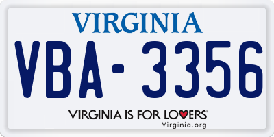 VA license plate VBA3356
