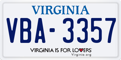 VA license plate VBA3357