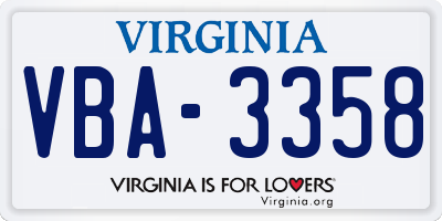 VA license plate VBA3358