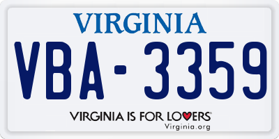 VA license plate VBA3359