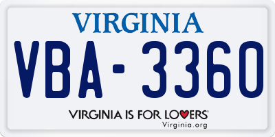 VA license plate VBA3360