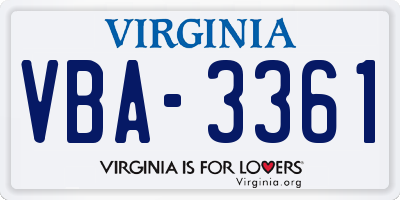 VA license plate VBA3361
