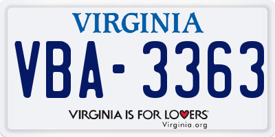 VA license plate VBA3363