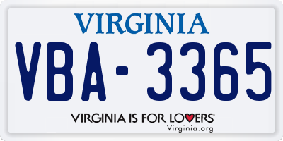 VA license plate VBA3365