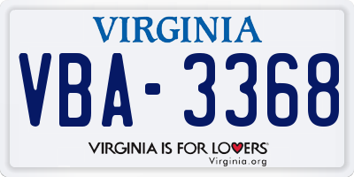 VA license plate VBA3368