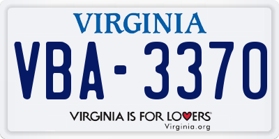 VA license plate VBA3370