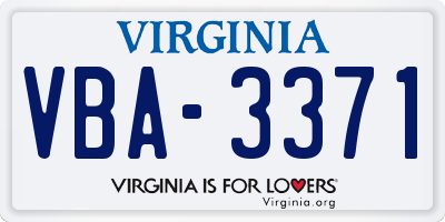 VA license plate VBA3371