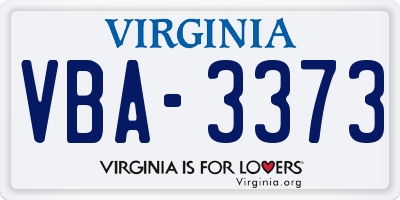 VA license plate VBA3373