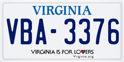 VA license plate VBA3376