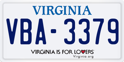 VA license plate VBA3379