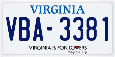 VA license plate VBA3381