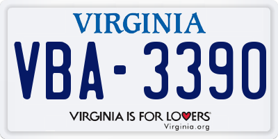 VA license plate VBA3390