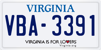 VA license plate VBA3391