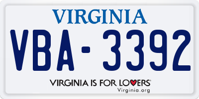 VA license plate VBA3392