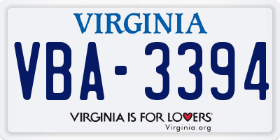 VA license plate VBA3394