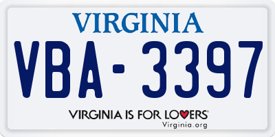 VA license plate VBA3397