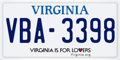 VA license plate VBA3398