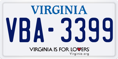 VA license plate VBA3399