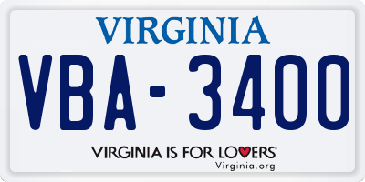 VA license plate VBA3400