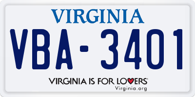 VA license plate VBA3401